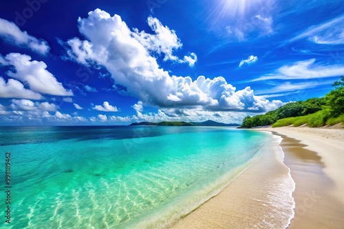 Serene Toyosaki Chura Sun Beach with Clear Blue Water and Soft White Sand Under a Bright Sky photo