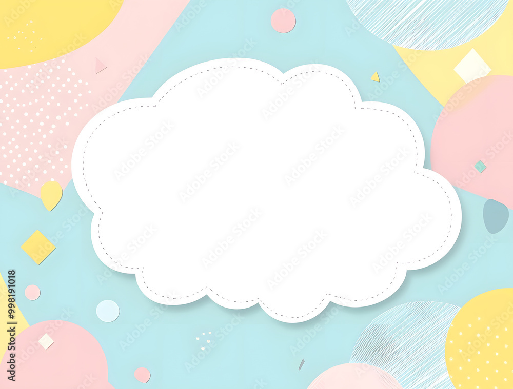 Pastel Abstract Geometric Background with Cloud Frame Pastel Abstract Geometric Background with Cloud Frame