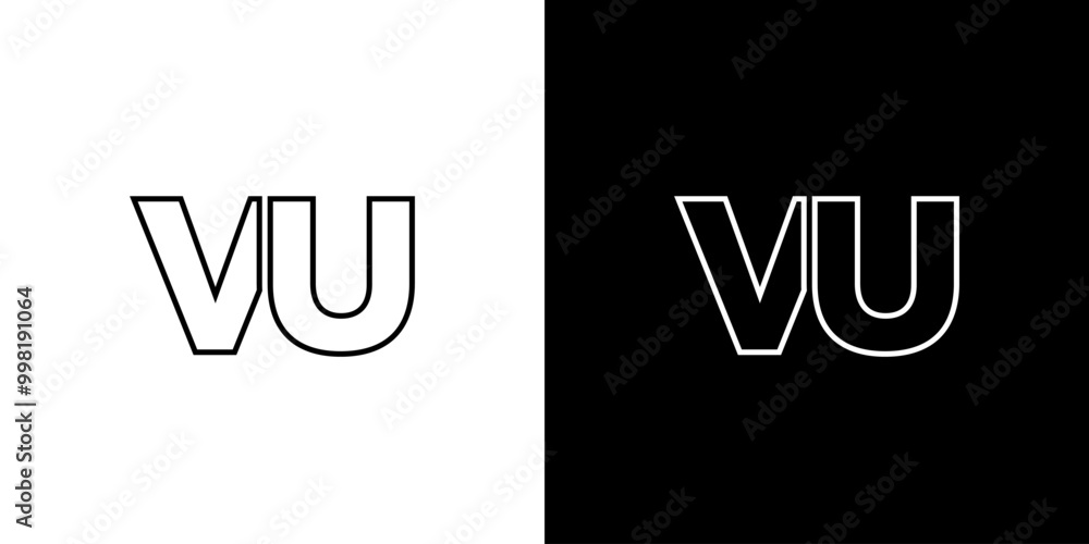 Obraz premium Letter V and U, VU logo design template. Minimal monogram initial based logotype.