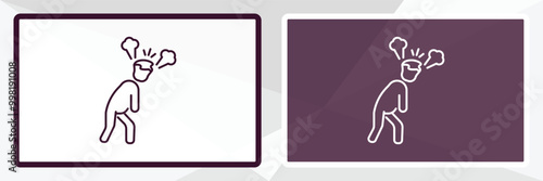 pissed off human outline icon. Linear vector from feelings concept. Thin line white and black pissed off human icon isolated on white and dark background