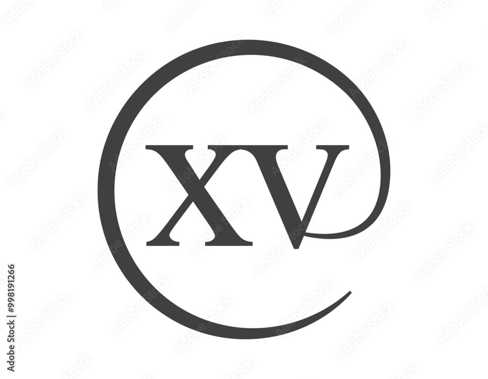 XV logo from two letter with circle shape email sign style. X and V round logotype of business company XV logo from two letter with circle shape email sign style. X and V round logotype of business company