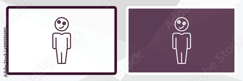 stupid human outline icon. Linear vector from feelings concept. Thin line white and black stupid human icon isolated on white and dark background