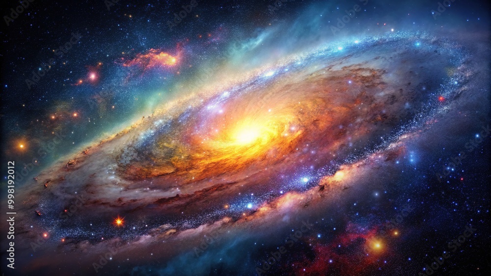Obraz premium Stunning High-Resolution Image of a Colorful Galaxy with Stars and Cosmic Dust in Outer Space
