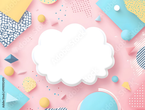 Pastel Abstract Geometric Background with Cloud Frame