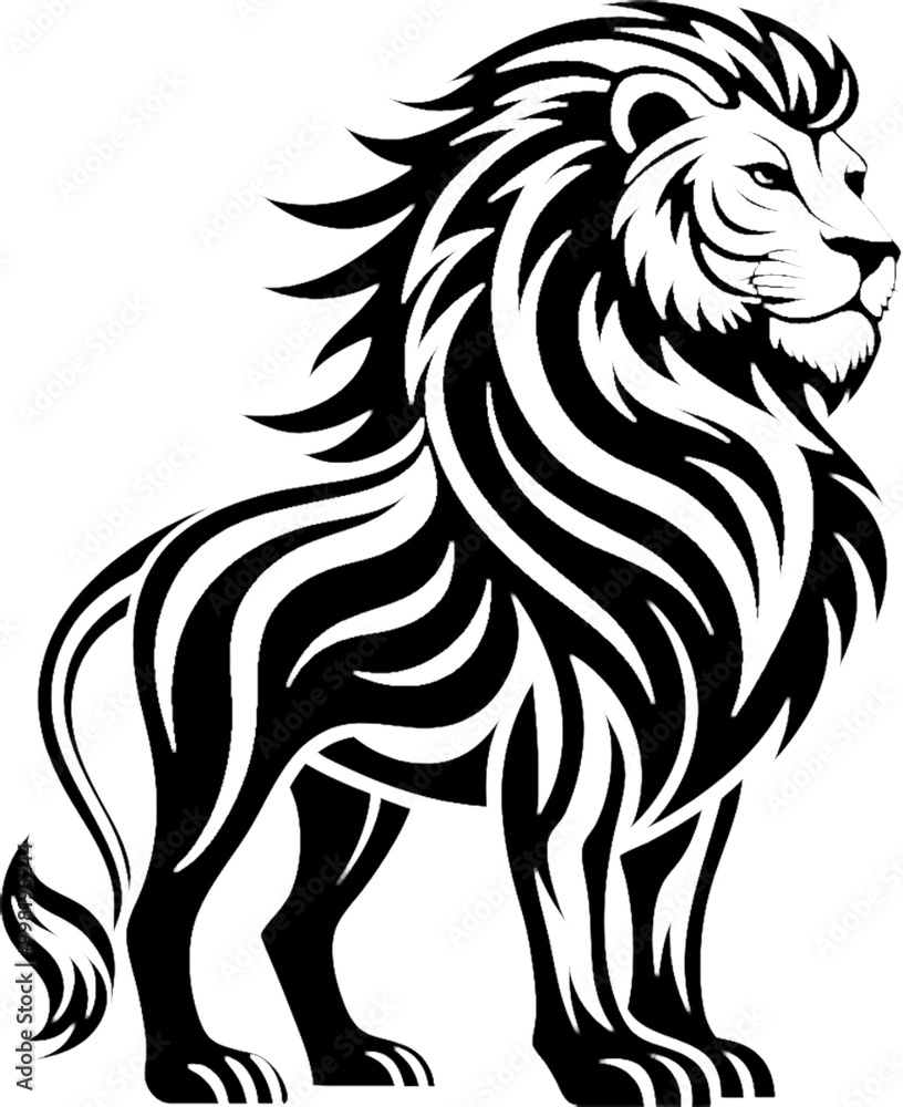 Fototapeta premium Versatile Black Lion Illustration for All Uses. 