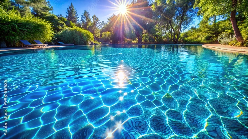 Tranquil Blue Water Pool Zoom with Rippling Surface and Sunlight Reflections on a Summer Day Tranquil Blue Water Pool Zoom with Rippling Surface and Sunlight Reflections on a Summer Day