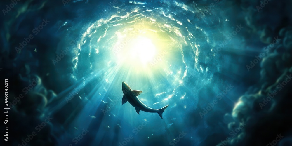 Fototapeta premium Mythology Epic TalesDivine Intervention Folklore Legends Fish Eye Perspective