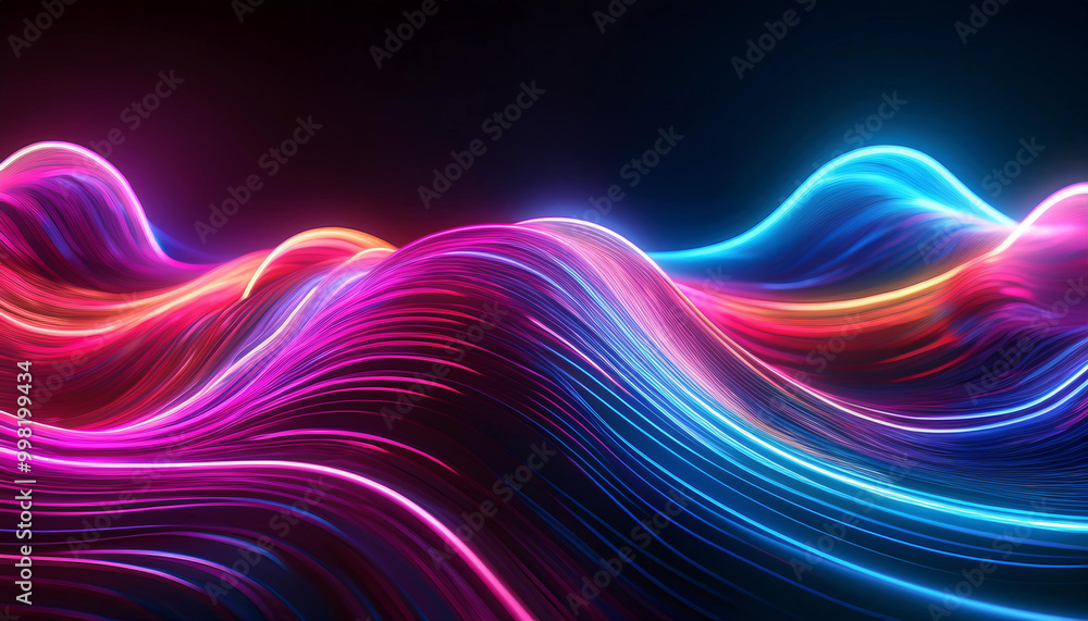 Neon Waves on a Dark Background with Vibrant Glow Neon Waves on a Dark Background with Vibrant Glow