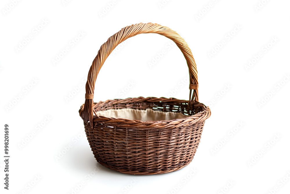 a wicker basket with a handle
a wicker basket with a handle