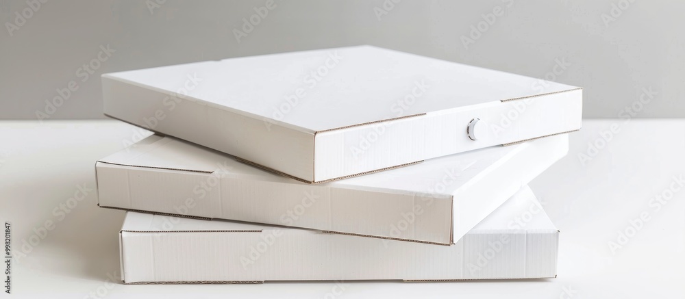 Group Of White Pizza Boxes Isolated On White Background Group Of White Pizza Boxes Isolated On White Background