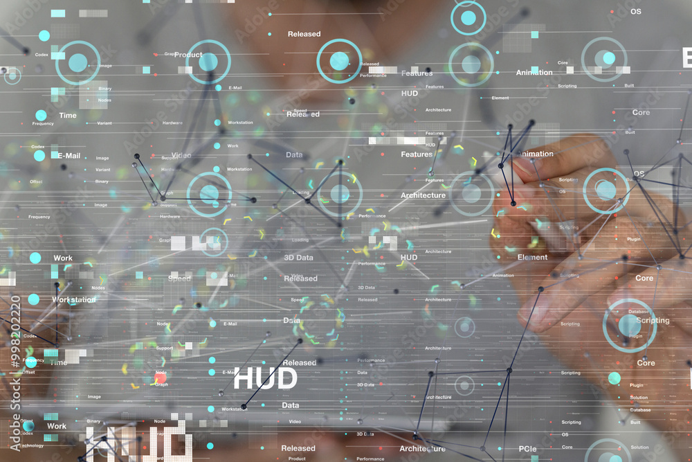Connecting lines and dots.Big data visualization Connecting lines and dots.Big data visualization