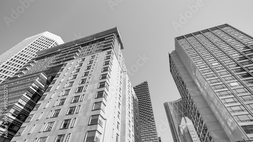 Skyscrapers of Downtown Calgary from the city streets on a sunny day, Alberrta