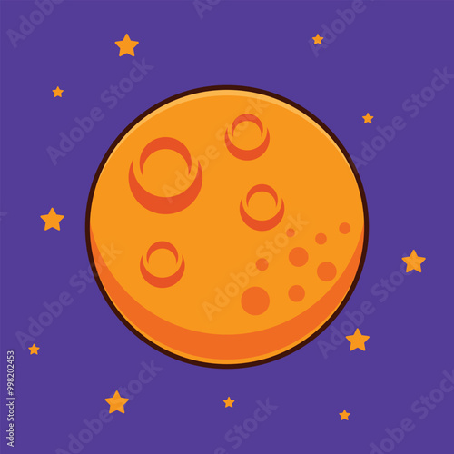 Vector cartoon illustration of moon