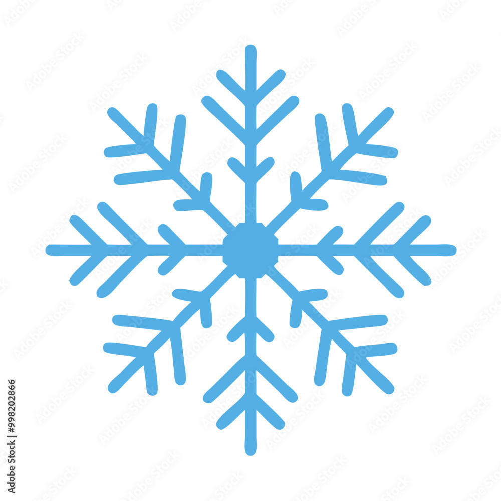 Snowflake illustration in soft blue color on white background with copy space
Snowflake illustration in soft blue color on white background with copy space