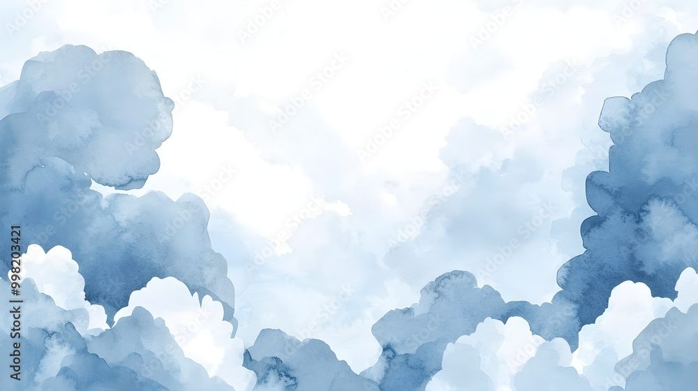 Fototapeta premium Soft cloudy watercolor background in shades of gray and blue