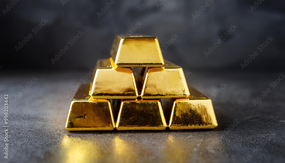 Shiny gold ingots. Financial power and stability concept. Shiny gold ingots. Financial power and stability concept.