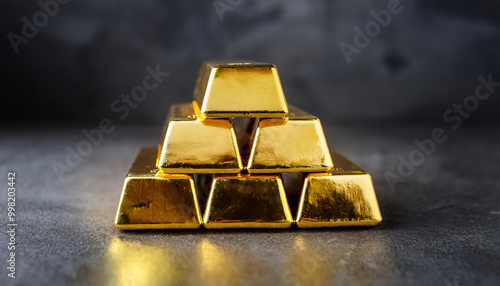 Wallpaper Mural Shiny gold ingots. Financial power and stability concept. Torontodigital.ca