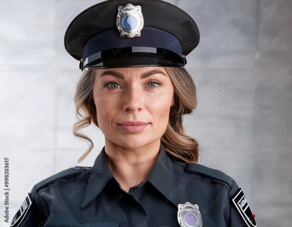Police officer in uniform, symbolizing law enforcement, security, and public service. Police officer in uniform, symbolizing law enforcement, security, and public service.