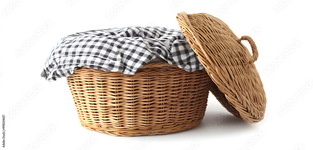 a wicker basket with a blanket
a wicker basket with a blanket