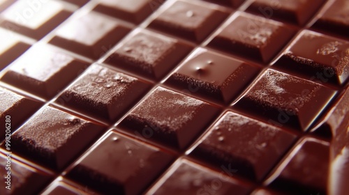 Close-up of a Chocolate Bar with a Shiny, Smooth Surface