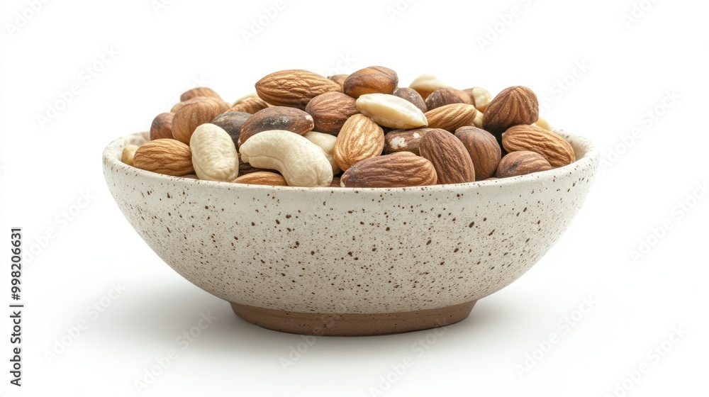 A Bowl of Mixed Nuts, Including Almonds, Cashews, and Hazelnuts A Bowl of Mixed Nuts, Including Almonds, Cashews, and Hazelnuts
