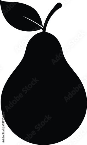 
Pear icon vector, pear fruit silhouette vector 