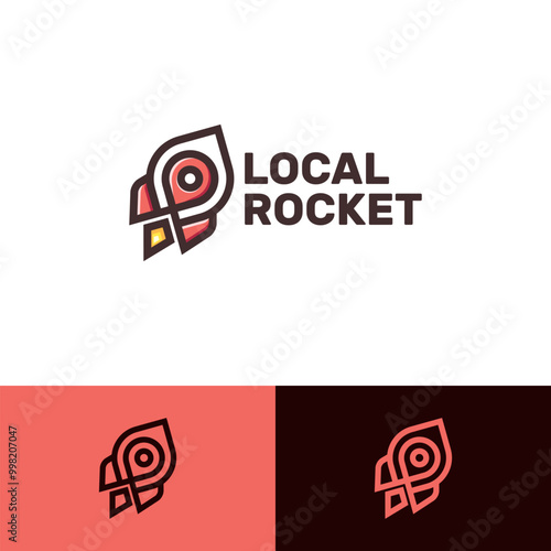 rocket pin location logo vector