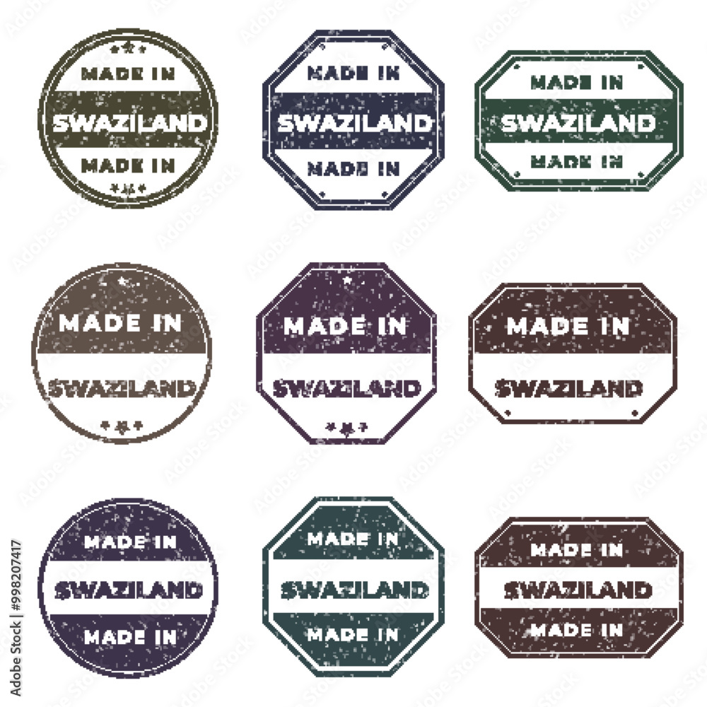 Fototapeta premium Set of Made In SWAZILAND Labels Ready to use for Product Emblem