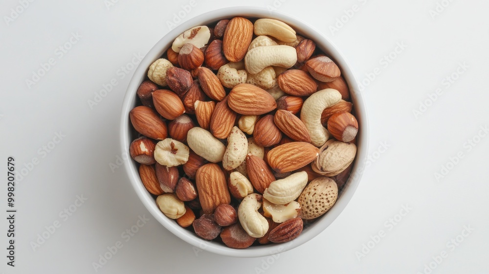 A Bowl of Mixed Nuts Including Almonds, Cashews, and Hazelnuts A Bowl of Mixed Nuts Including Almonds, Cashews, and Hazelnuts