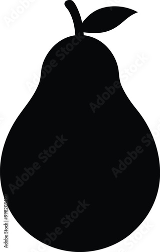 
Pear icon vector, pear fruit silhouette vector 