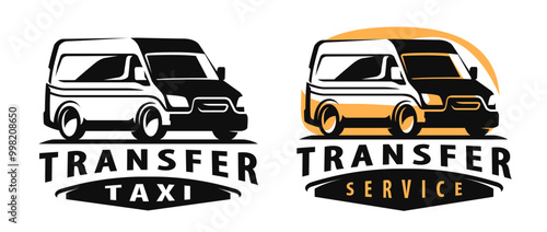 Auto transfer logo. Taxi service emblem or symbol vector illustration