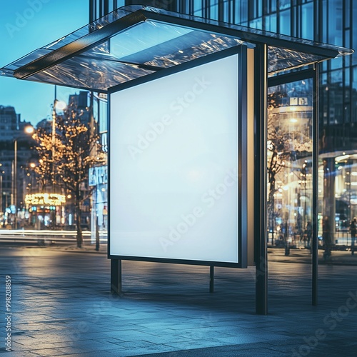 Wallpaper Mural Bus station billboard with blank copy space screen for your advertising text message or promotional content empty mock up lightbox for information stop shelter clear poster in urban city scene. Torontodigital.ca