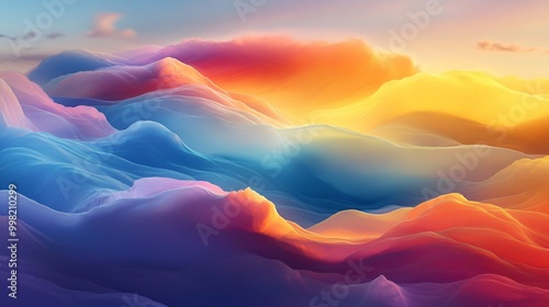 Colorful abstract landscape with soft clouds photo