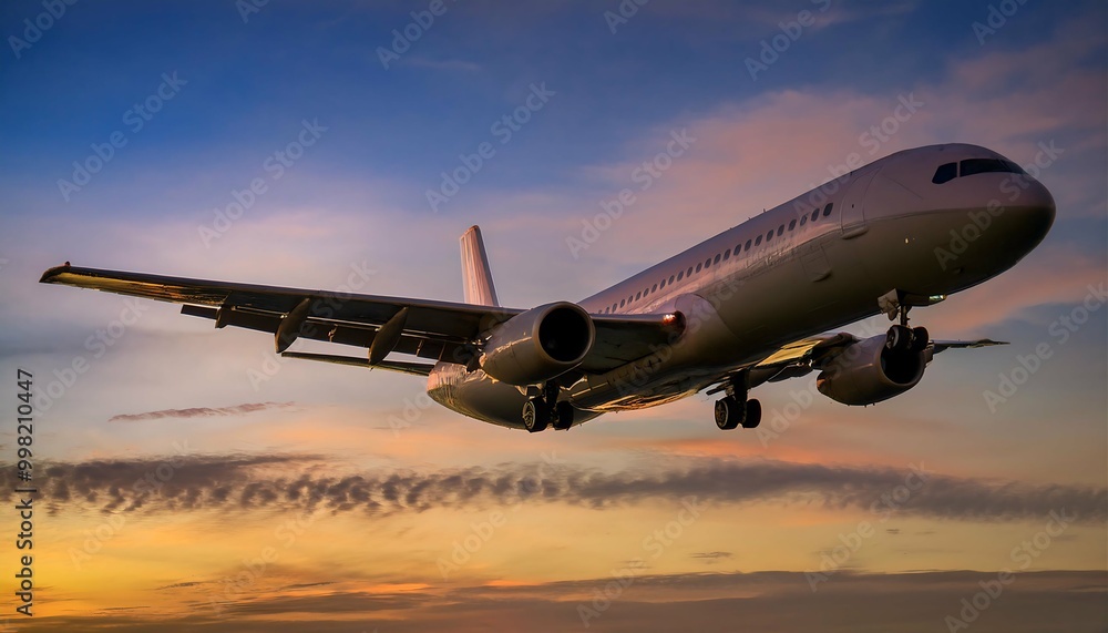 custom made wallpaper toronto digitalAirplane in the flight, travel background with airplane flying in the blue sky over the clouds. Flying airplane with sunset.