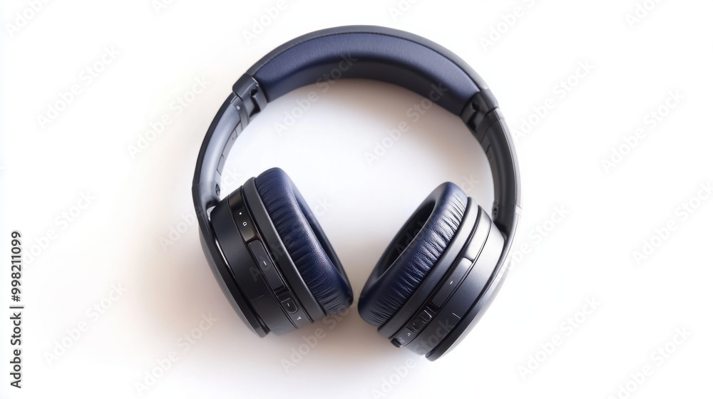 A pair of noise-canceling headphones with a sleek design, isolated on a white background A pair of noise-canceling headphones with a sleek design, isolated on a white background