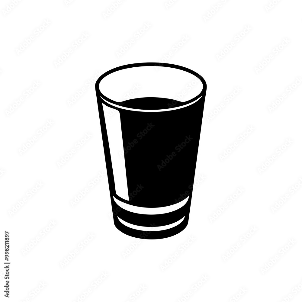 Shot of water in glass silhouette vector illustration design Shot of water in glass silhouette vector illustration design