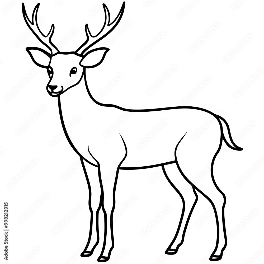 Fototapeta premium Deer coloring page bold line art illustration