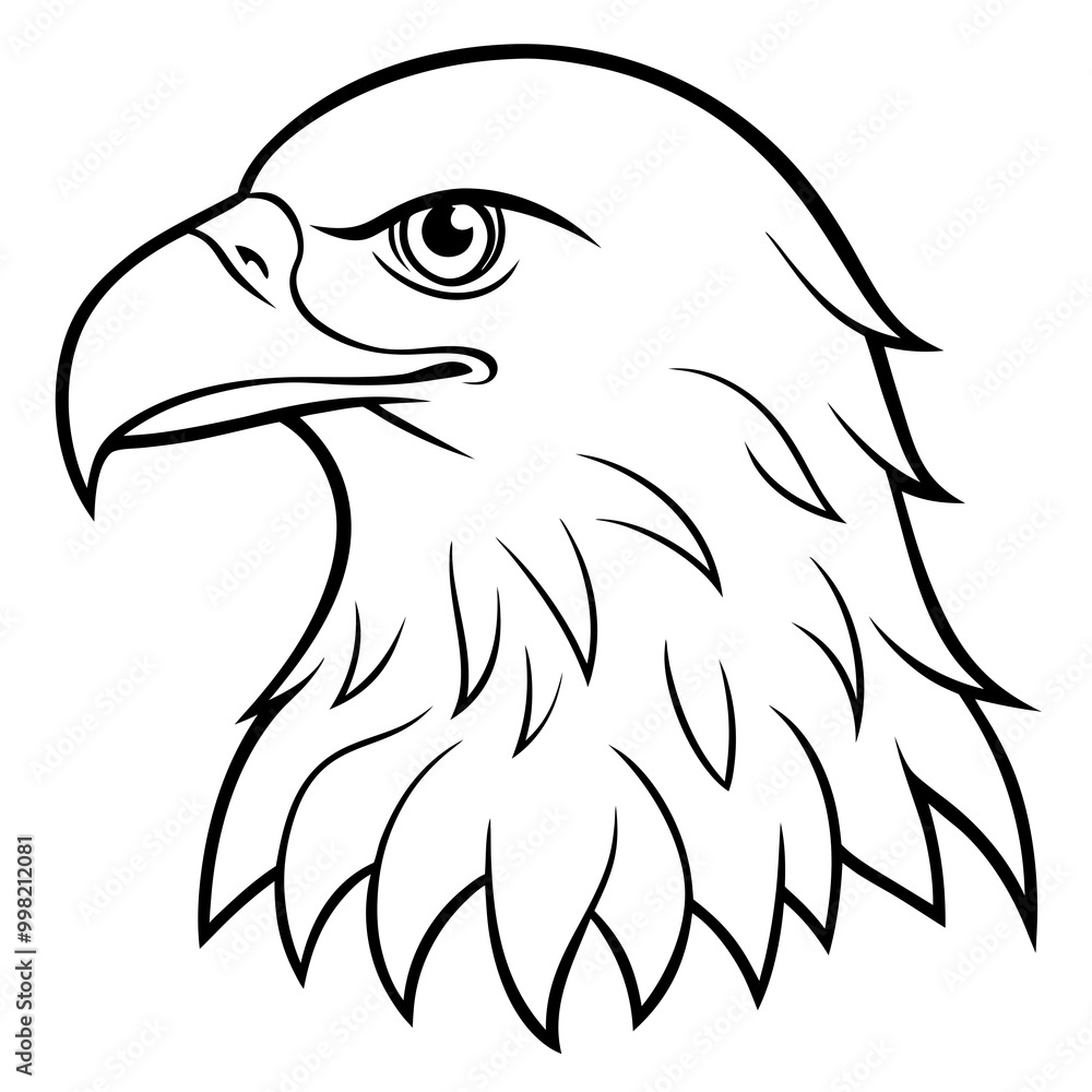 Obraz premium Eagle left facing head coloring page bold line art illustration