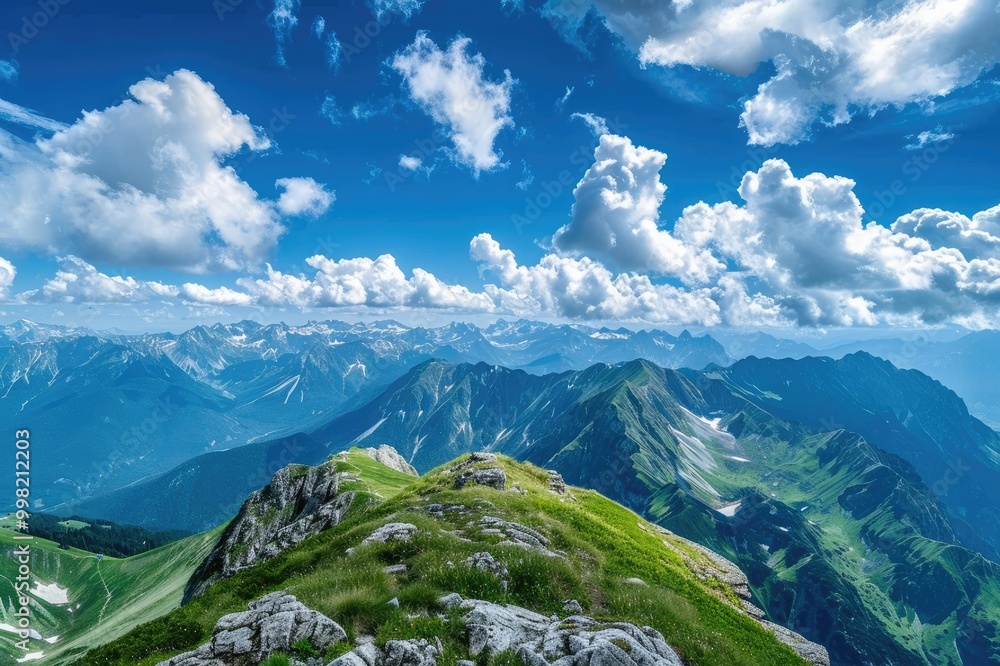 Obraz premium panorama blue sky with white cloud background nature view