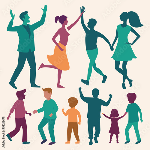 Colorful Family Person And People Dancing Vector Illustrations
