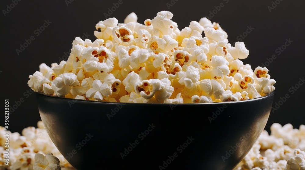 A Bowl Overflowing with Buttery, Fluffy Popcorn A Bowl Overflowing with Buttery, Fluffy Popcorn