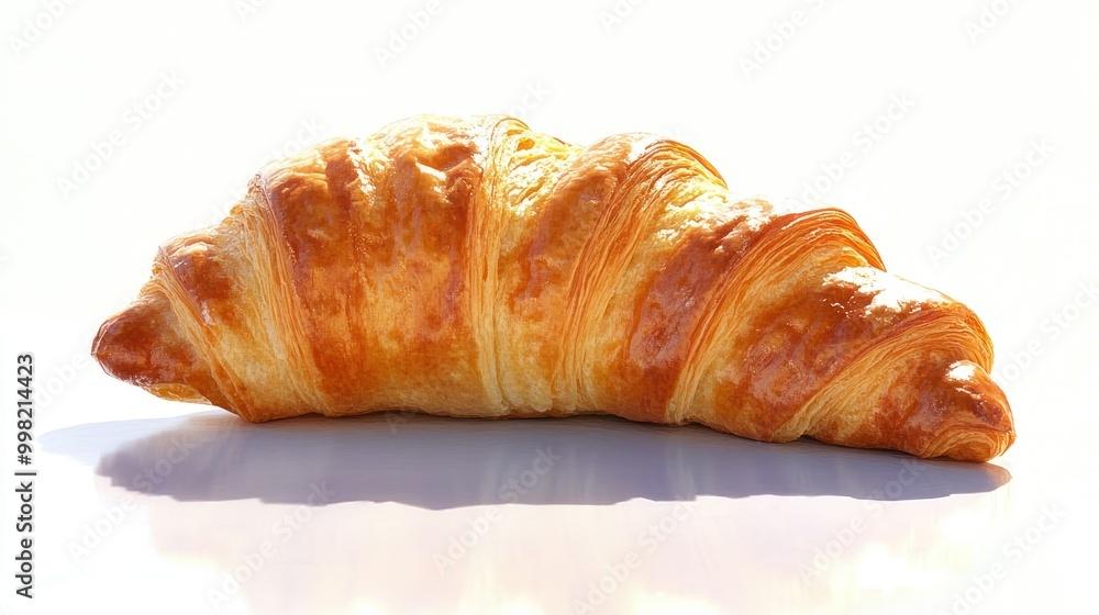 A Single, Golden Brown Croissant with Flaky Layers A Single, Golden Brown Croissant with Flaky Layers