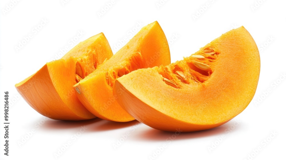 Sliced pumpkin on white background with clipping path Sliced pumpkin on white background with clipping path