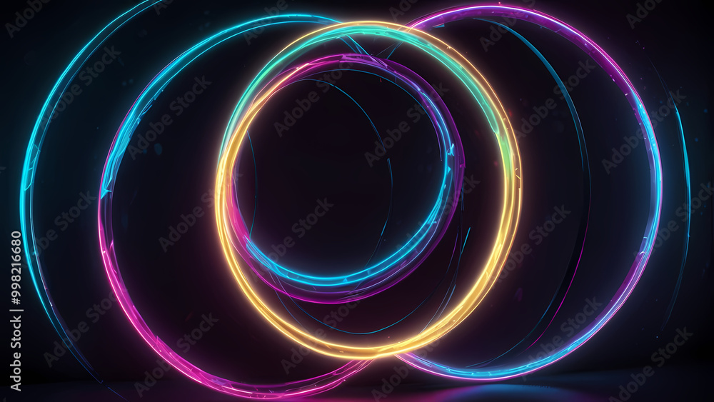 spiritual circular neon background with glowing rings and ethereal light patterns spiritual circular neon background with glowing rings and ethereal light patterns