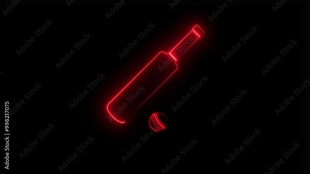 Neon glowing Cricket Showcase Bat and ball Icon animation and Symbol of cricket bat ball Animation on Black Background, HD Video Neon glowing Cricket Showcase Bat and ball Icon animation and Symbol of cricket bat ball Animation on Black Background, HD Video