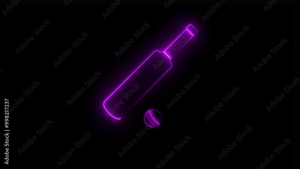 Neon glowing Cricket Showcase Bat and ball Icon animation and Symbol of cricket bat ball Animation on Black Background, HD Video Neon glowing Cricket Showcase Bat and ball Icon animation and Symbol of cricket bat ball Animation on Black Background, HD Video