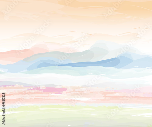Draw imaginary landscapes with watercolors. Just like the evening