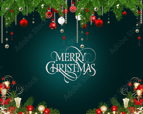 christmas greeting card with christmas tree,merry christmas banner