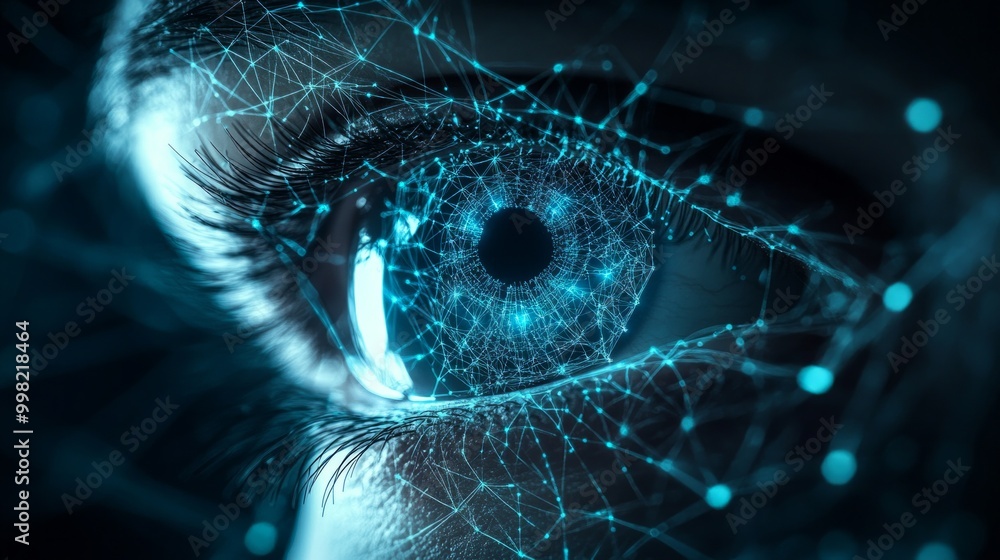 © Korawan - A close up of a blue eye with a black dot in the center © Korawan - A close up of a blue eye with a black dot in the center