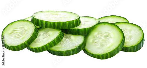 Slices of cucumber isolated on a transparent background photo